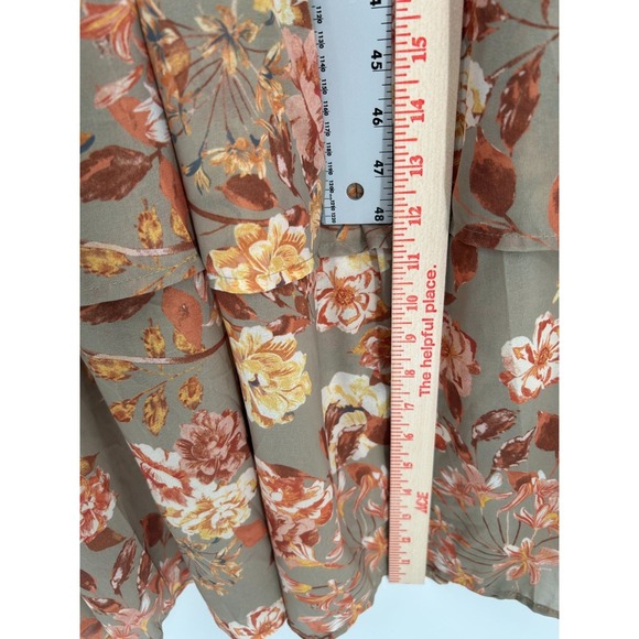 Flying Tomato Womens Sz XL Brown Floral Long Sleeve Maxi Dress Tiered Ruffle - Picture 3 of 8